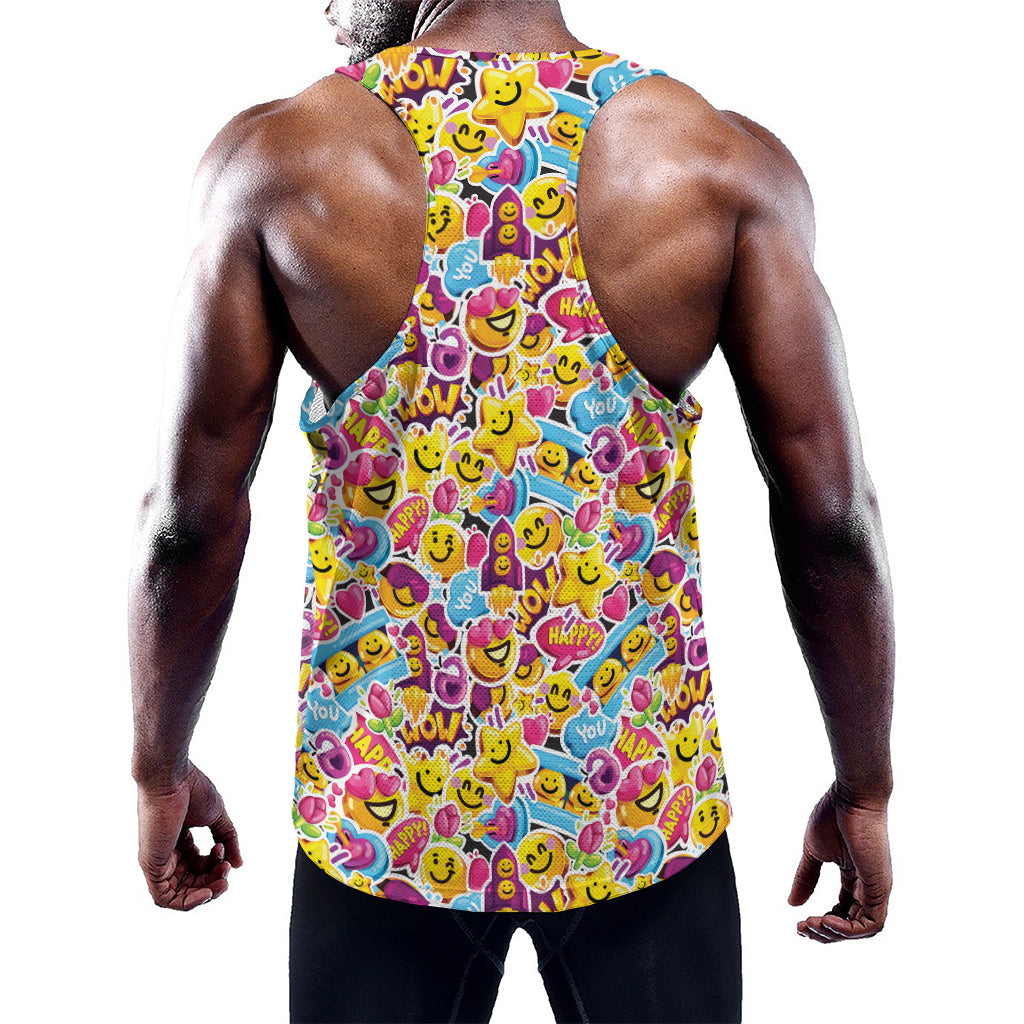 Smiley Faces Emoji Pattern Print Training Tank Top