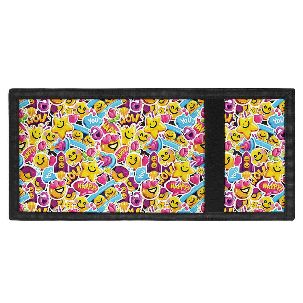 Smiley Faces Emoji Pattern Print Trifold Wallet