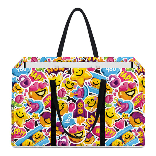 Smiley Faces Emoji Pattern Print Utility Tote Bag