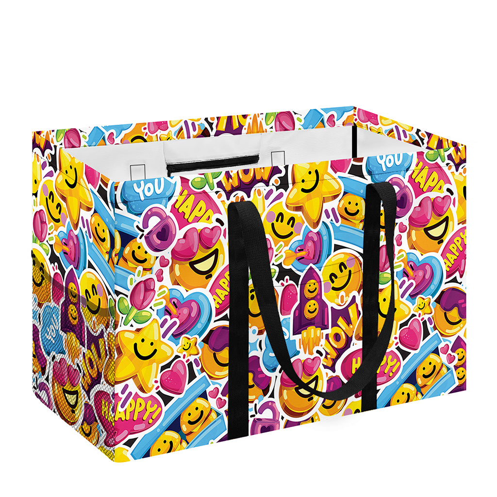 Smiley Faces Emoji Pattern Print Utility Tote Bag