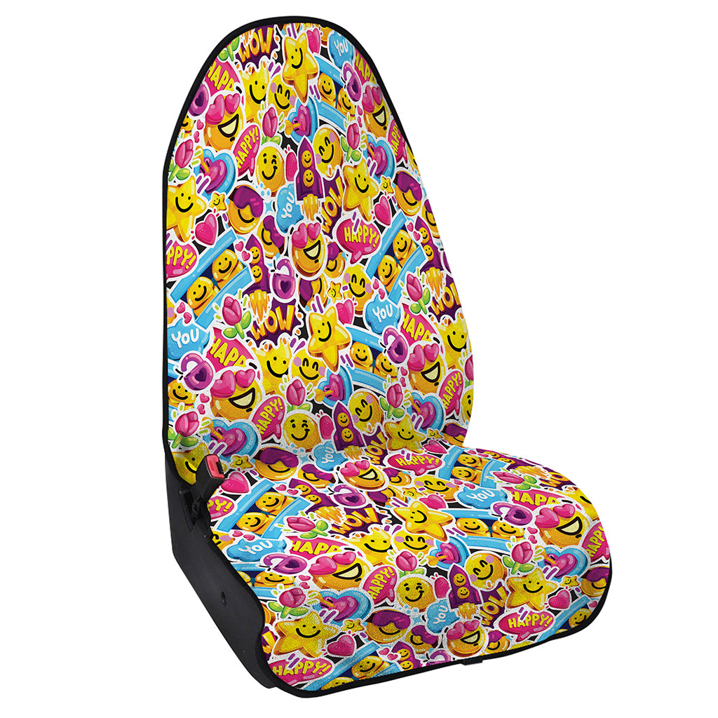 Smiley Faces Emoji Pattern Print Waterproof Car Seat Cover
