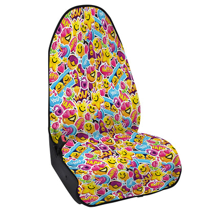 Smiley Faces Emoji Pattern Print Waterproof Car Seat Cover
