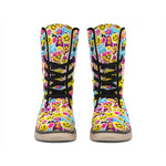 Smiley Faces Emoji Pattern Print Winter Boots