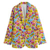 Smiley Faces Emoji Pattern Print Women's Blazer