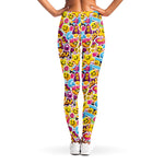 Smiley Faces Emoji Pattern Print Women's Leggings