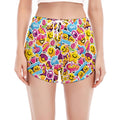 Smiley Faces Emoji Pattern Print Women's Split Running Shorts