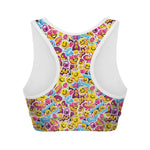 Smiley Faces Emoji Pattern Print Women's Sports Bra