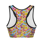 Smiley Faces Emoji Pattern Print Women's Sports Bra
