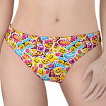 Smiley Faces Emoji Pattern Print Women's Thong