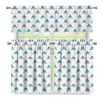 Smiley Shark Pattern Print 3 Piece Kitchen Curtains