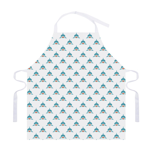 Smiley Shark Pattern Print Adjustable Apron