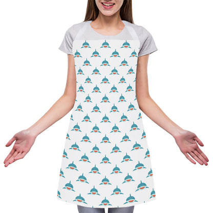 Smiley Shark Pattern Print Adjustable Apron