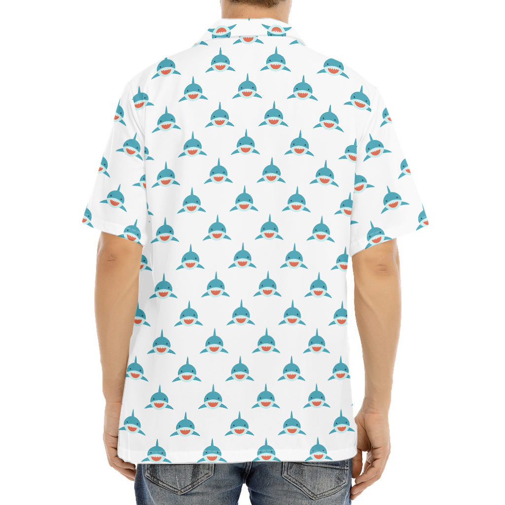 Smiley Shark Pattern Print Aloha Shirt