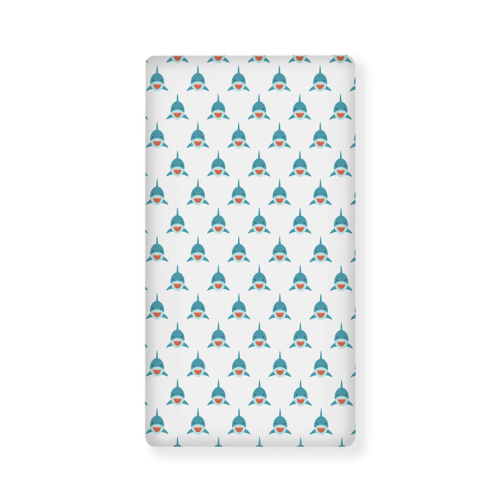 Smiley Shark Pattern Print Baby Crib Sheet