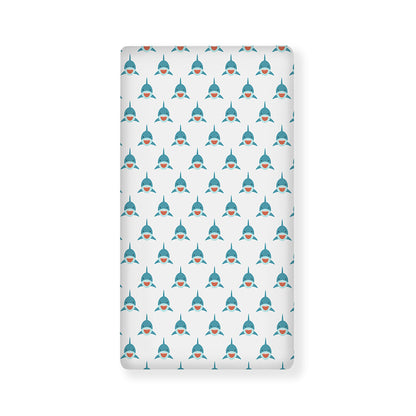 Smiley Shark Pattern Print Baby Crib Sheet