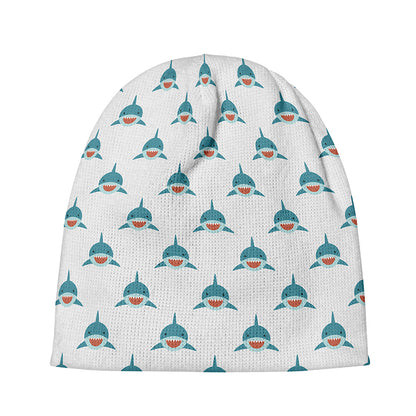 Smiley Shark Pattern Print Beanie