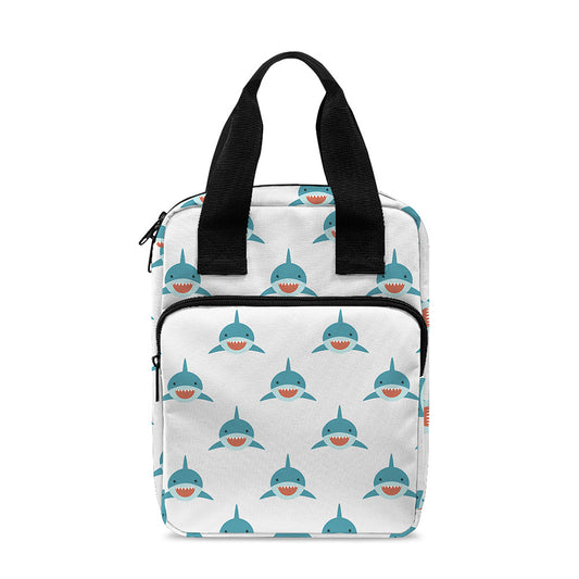 Smiley Shark Pattern Print Bible Tote Bag