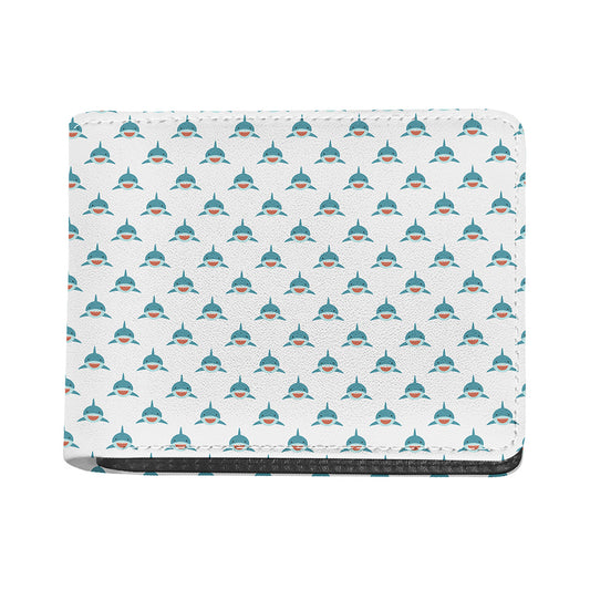 Smiley Shark Pattern Print Bifold Wallet
