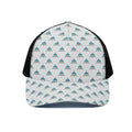 Smiley Shark Pattern Print Black Mesh Trucker Hat