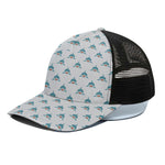 Smiley Shark Pattern Print Black Mesh Trucker Cap