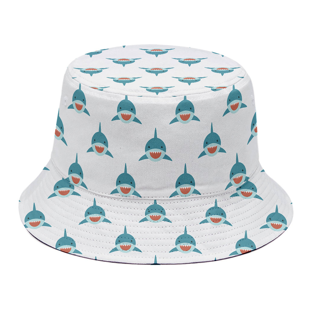 Smiley Shark Pattern Print Bucket Hat
