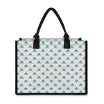 Smiley Shark Pattern Print Canvas Tote Bag