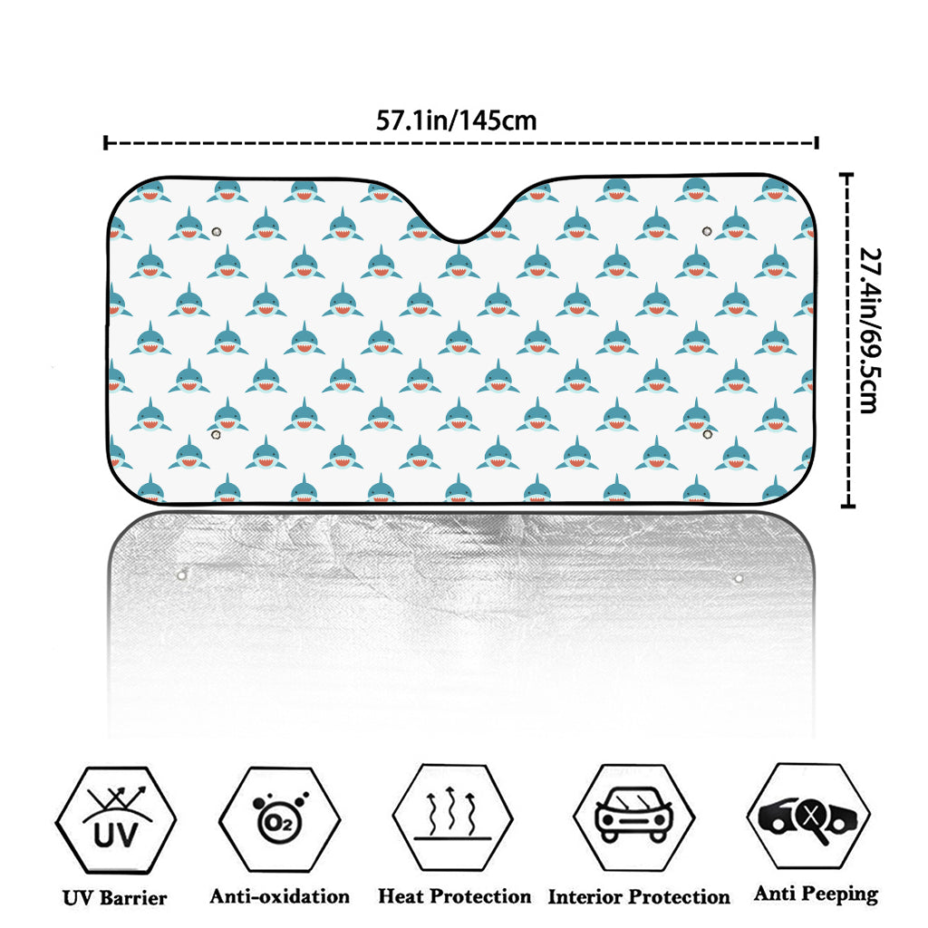 Smiley Shark Pattern Print Car Windshield Sun Shade