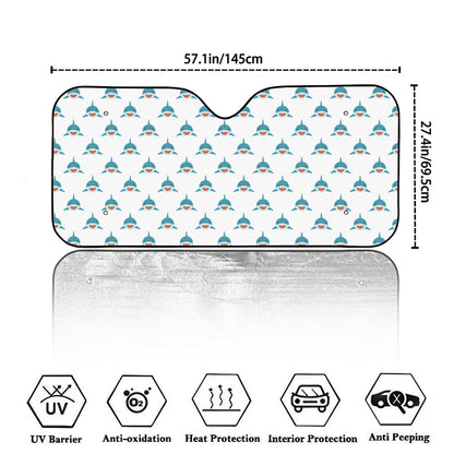 Smiley Shark Pattern Print Car Windshield Sun Shade