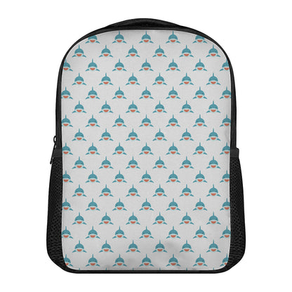 Smiley Shark Pattern Print Casual Backpack