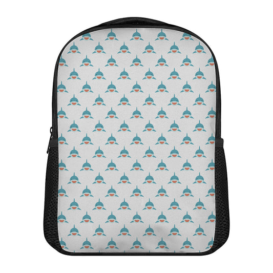 Smiley Shark Pattern Print Casual Backpack