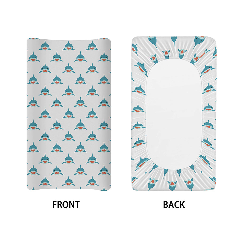 Smiley Shark Pattern Print Changing Pad Cover