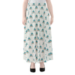 Smiley Shark Pattern Print Chiffon Maxi Skirt