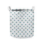 Smiley Shark Pattern Print Collapsible Laundry Basket
