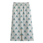 Smiley Shark Pattern Print Cotton Front Slit Maxi Skirt