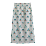 Smiley Shark Pattern Print Cotton Front Slit Maxi Skirt