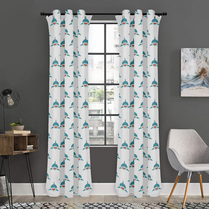 Smiley Shark Pattern Print Curtain