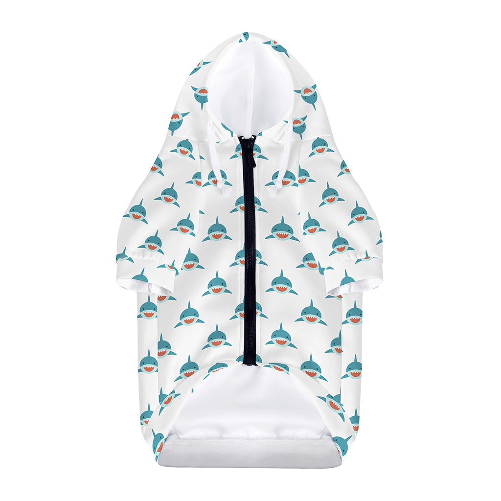 Smiley Shark Pattern Print Dog Zip Up Hoodie