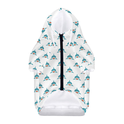 Smiley Shark Pattern Print Dog Zip Up Hoodie