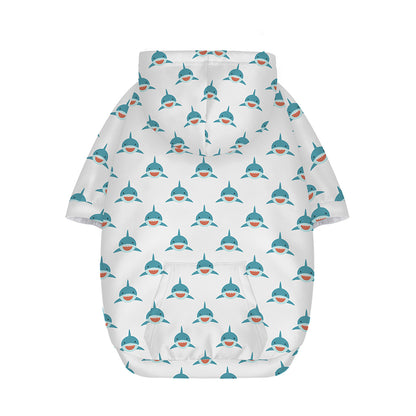 Smiley Shark Pattern Print Dog Zip Up Hoodie