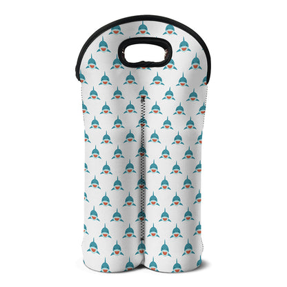 Smiley Shark Pattern Print Double Neoprene Wine Tote