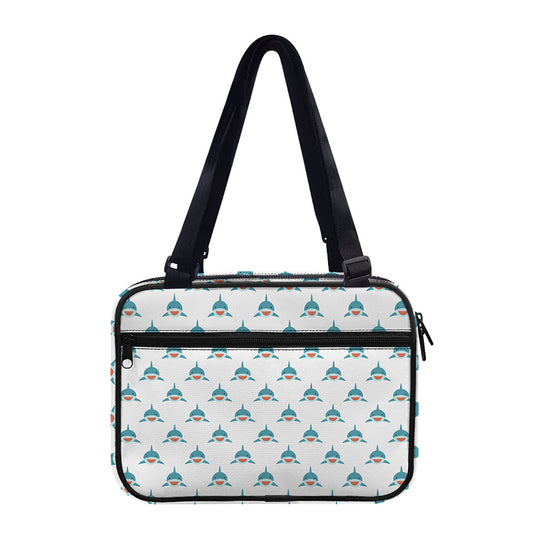 Smiley Shark Pattern Print Double Strap Bible Bag