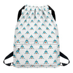 Smiley Shark Pattern Print Drawstring Backpack