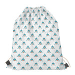 Smiley Shark Pattern Print Drawstring Bag