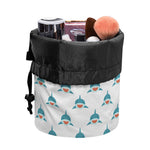 Smiley Shark Pattern Print Drawstring Makeup Bag