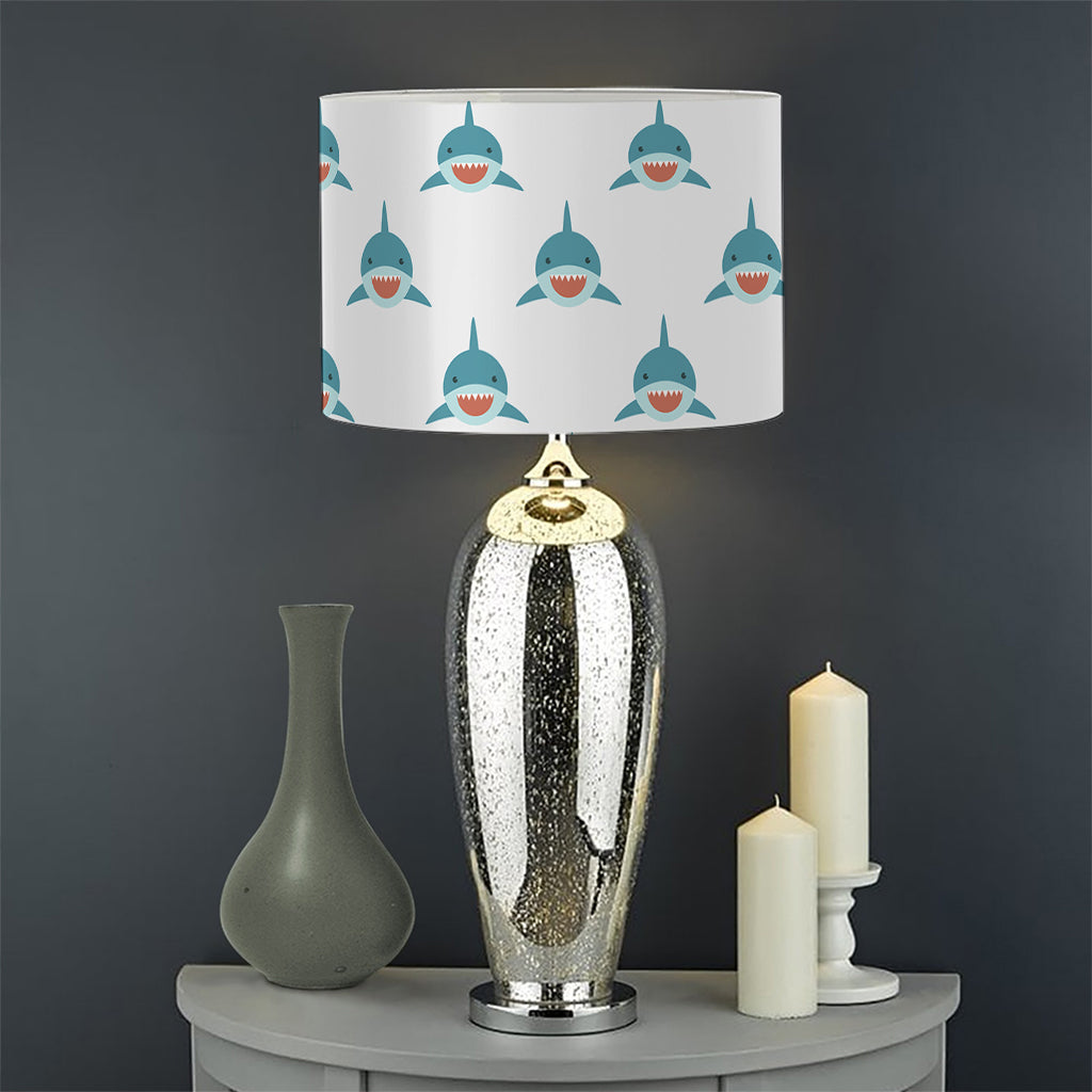 Smiley Shark Pattern Print Drum Lamp Shade