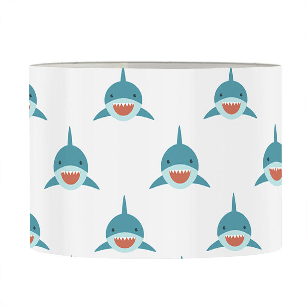 Smiley Shark Pattern Print Drum Lamp Shade