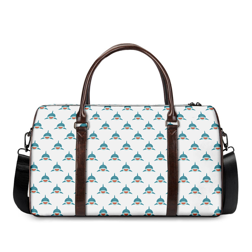 Smiley Shark Pattern Print Duffle Bag