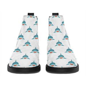 Smiley Shark Pattern Print Flat Ankle Boots