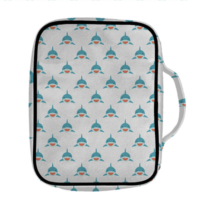 Smiley Shark Pattern Print Front Pocket Bible Bag