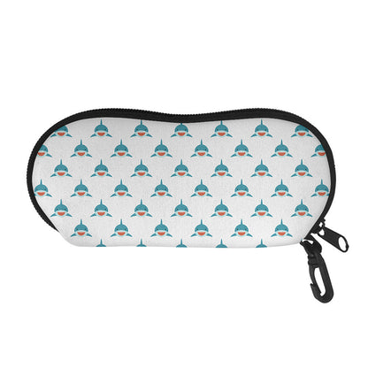 Smiley Shark Pattern Print Glasses Case